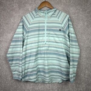 LL Bean Everyday Sun Smart Woven Quarter 1/4 Zip Shirt Top Striped Size Large